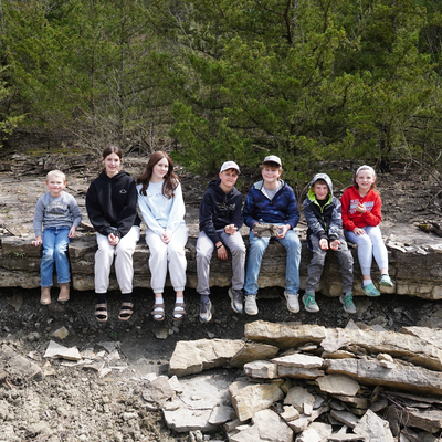 Students after searching for fossils at the nearby Atchison County Lake.