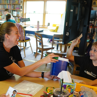 Mrs. Lockwood works with our youngest learners on Reading.