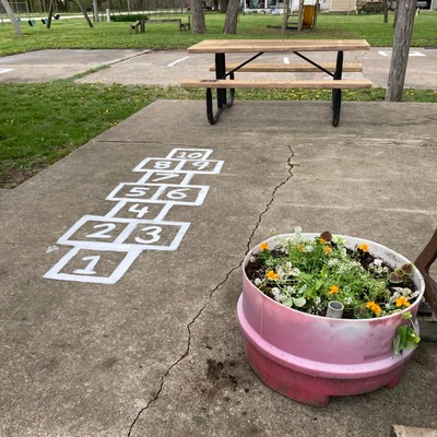 Horton Elementary upgraded our park with flowers and games