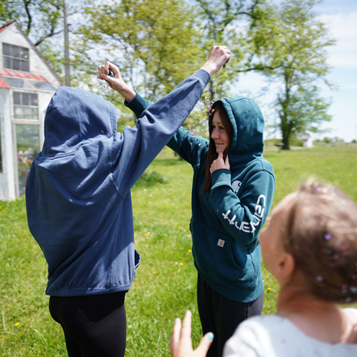 We celebrated Cinco de Mayo by cracking confetti eggs over each other’s heads.