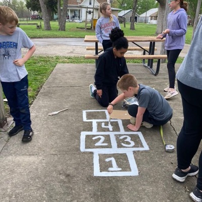 Horton Elementary upgraded our park with flowers and games